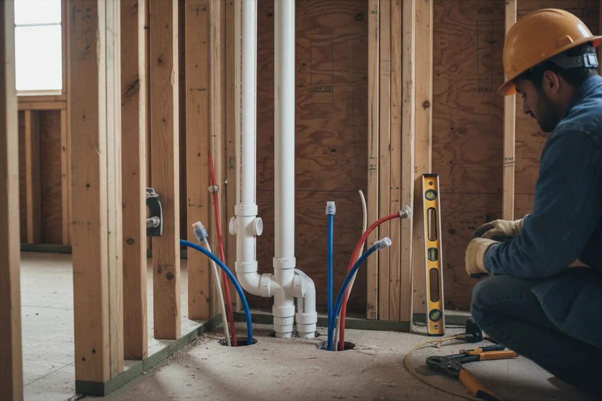 Drain and supply rough-in during Sump Pump Repair in Chickamauga